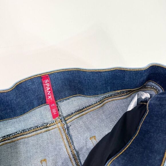 Spanx by Sara Blakely Jeans Womens Large Blue Dark-Wash Mid-Rise Skinny Fit - Picture 3 of 12